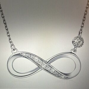 Billie Bijoux 925 Sterling Silver Forever Love/Friends Infinity Pendant Necklace
